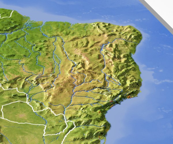 América do Sul, mapas de relevo em 3D de alta reso Modelo 3D ...