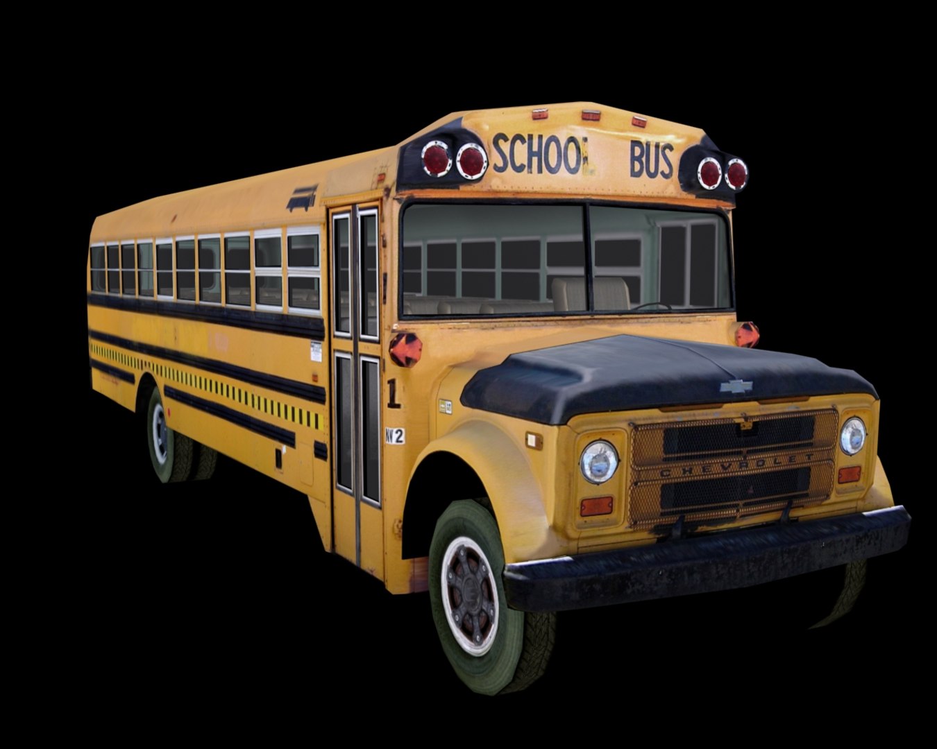Old Chevy School Bus 3d Model