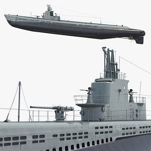 USS Drum SS-228 Submarine Rigged 3D