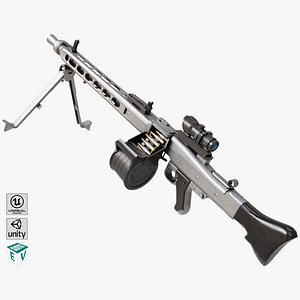 MG3 Machine Gun 08 Silver All PBR Unity UE Textures