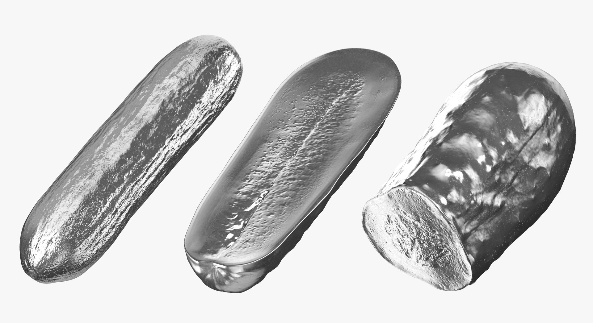 3D Cucumbers Silver Collection 01 - 3 models - TurboSquid 1790830