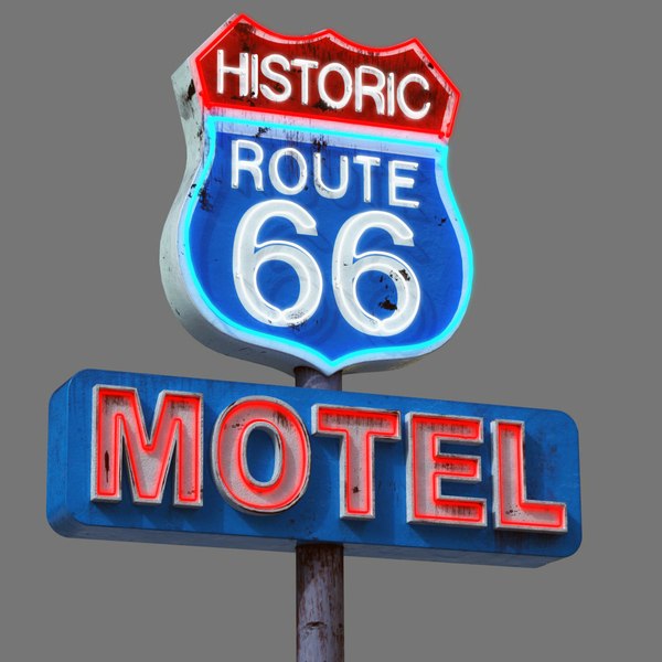 modelo 3d Letrero de calle Neon Route 66 - TurboSquid 1220321
