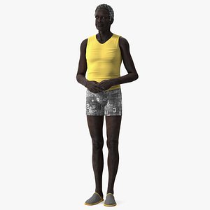 Afro American Man in Nightwear Standing