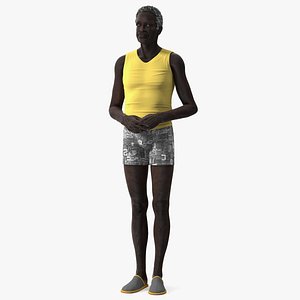 Afro American Man in Nightwear Standing