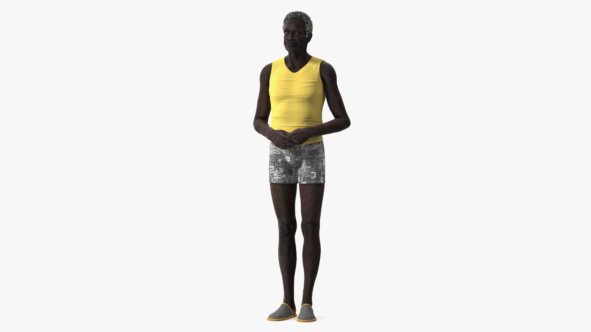 Afro American Man in Nightwear Standing 3D model preview