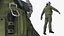 Military Pilot Flight Suit with Helmet Green