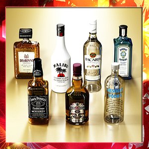 3d 7 liquor bottles