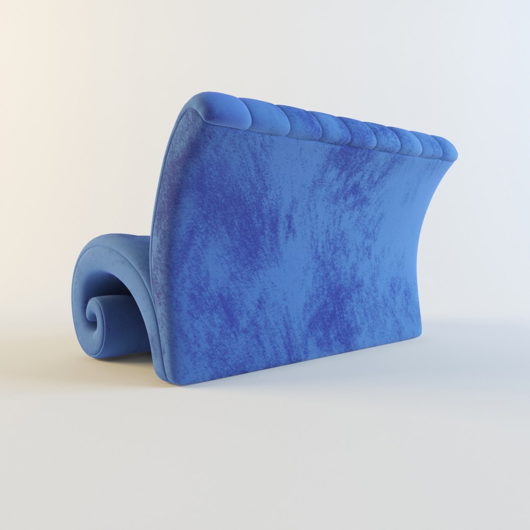 3d Model Blue Fabric Sofa