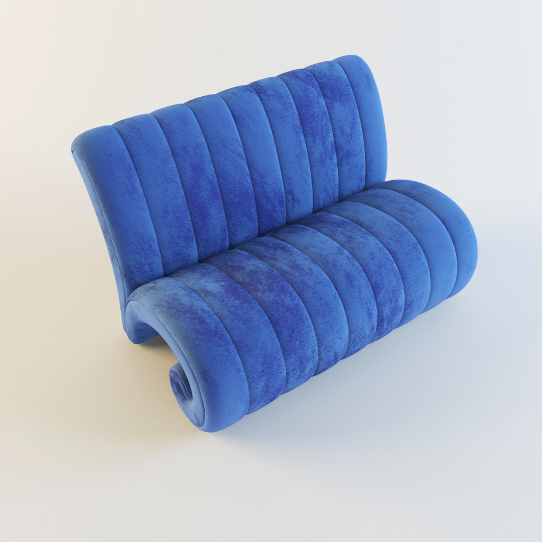 3d Model Blue Fabric Sofa