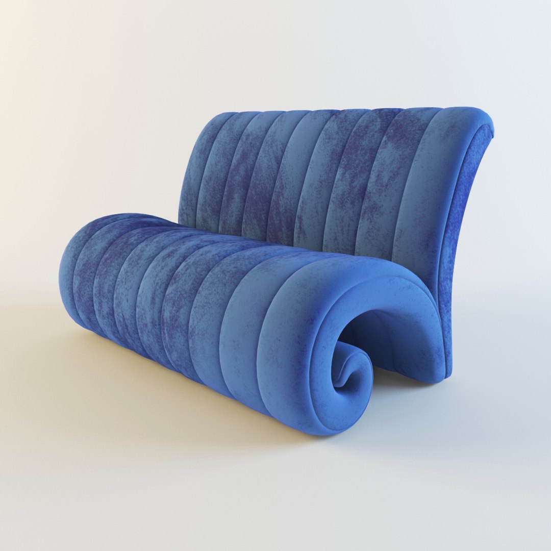 3d Model Blue Fabric Sofa