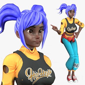 3D Cartoon Rigged Cute Dancer Girl-Sina Character 3D Model