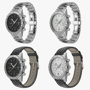 3D Chronometer Watch Closed Leather Bracelet Black DialMAX model