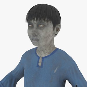 Japanese Style Ghost Boy With PBR Materials And Multiple Skins