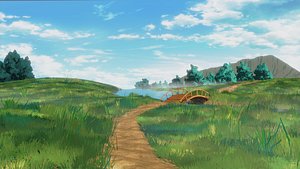 3D Anime grass landscape