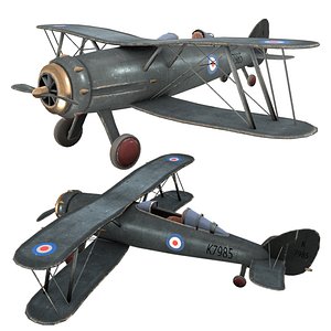 3D airplane gloster gladiator