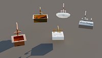 Luxury Modern Sink Faucet Collection Metallic Gold Rose Gold Bronze Glass Basin 3D Models