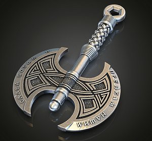 3D axe silver model