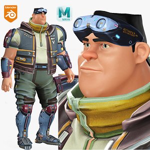 Cartoon Rigged Fighter Man-Tommy Character 3D Model