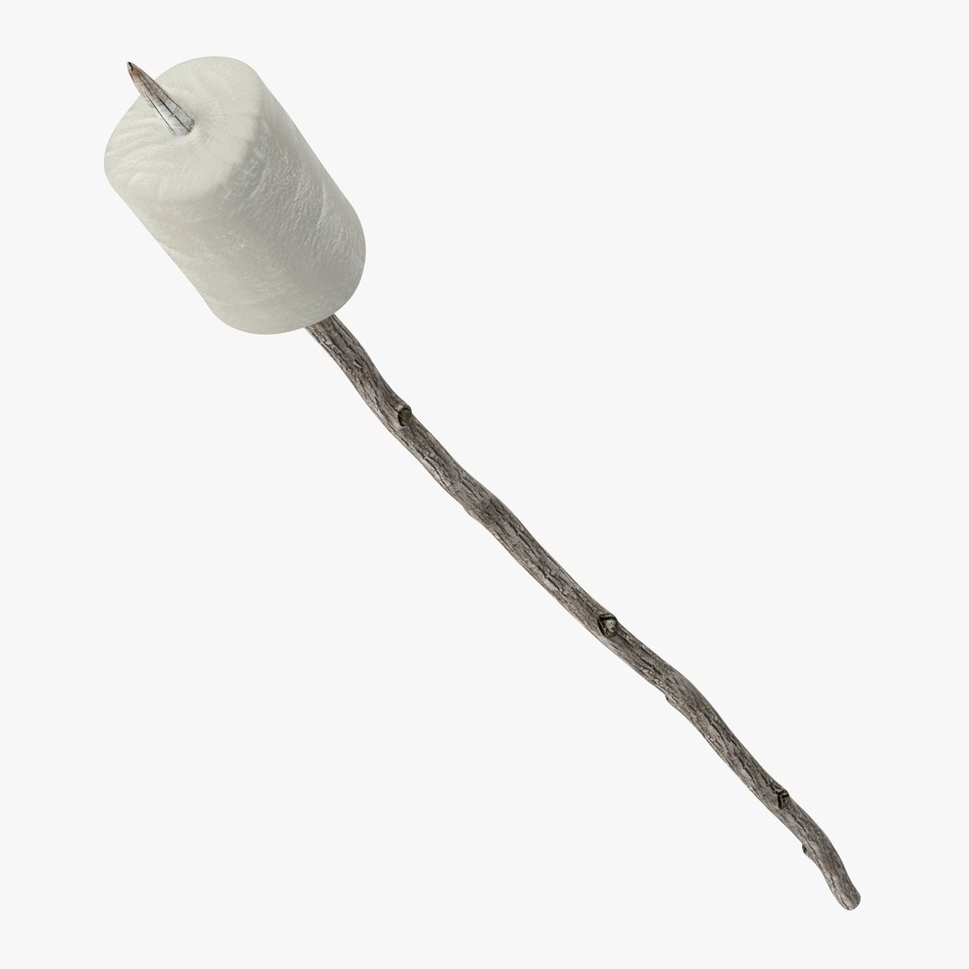 Marshmallow on a Stick 3D Model 3D model preview