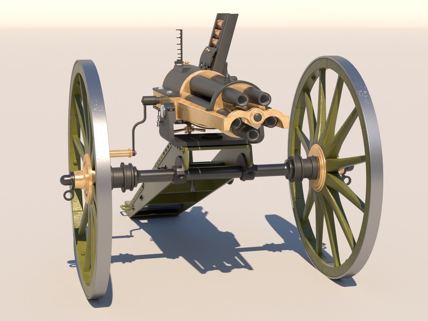 3D Hotchkiss 37mm Revolving Cannon Model TurboSquid 1639065