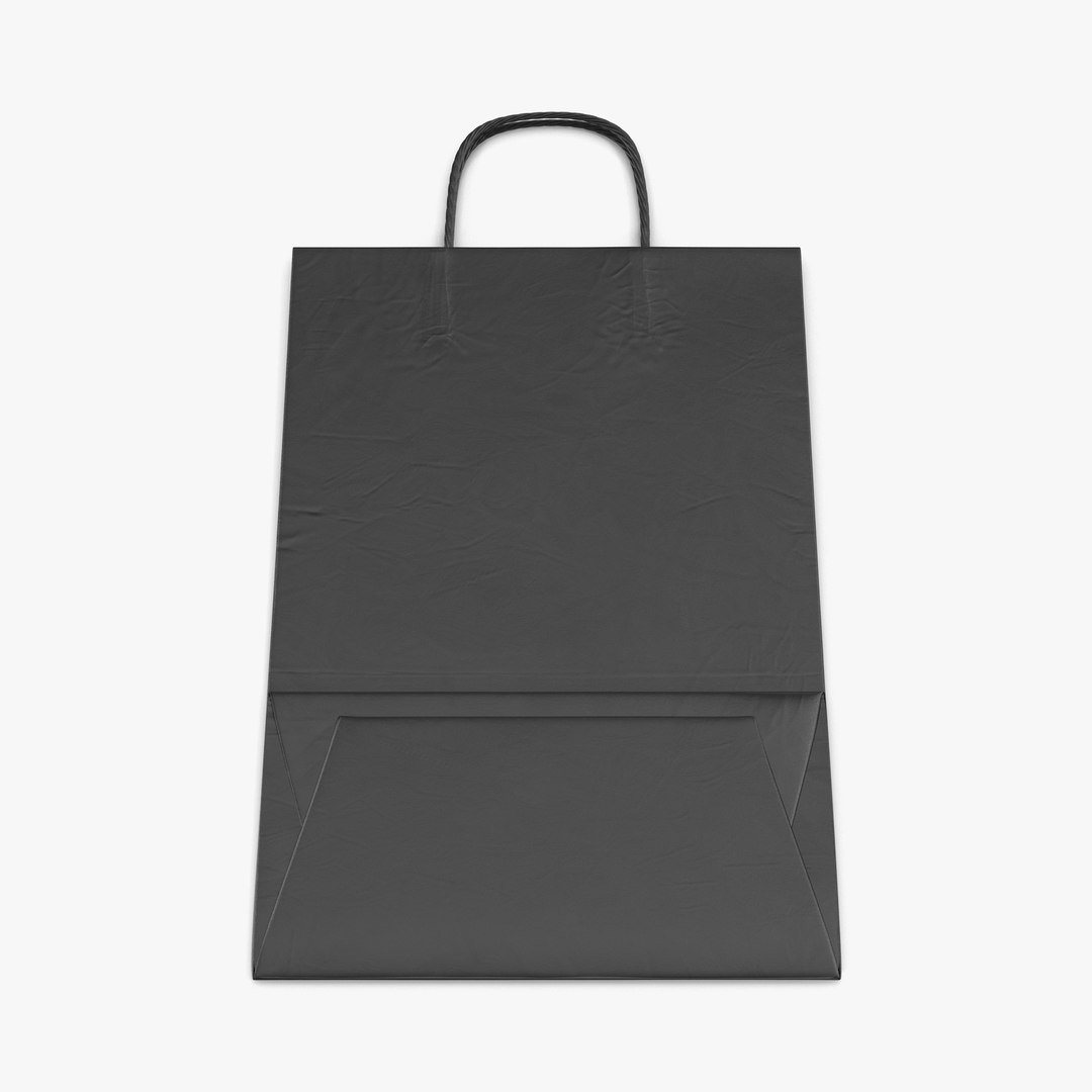 To Go Bag with Handles Black Folded 3D Model 3D model preview