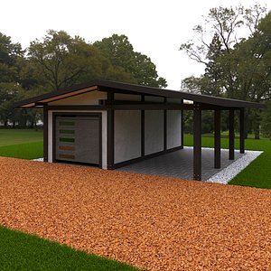 fachwerk garage with awning