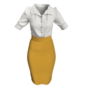 Women Outfit  Button Down Shirt  Pencil Skirt model