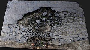 road destroyed asphalt cracked debris PBR photogrammetry