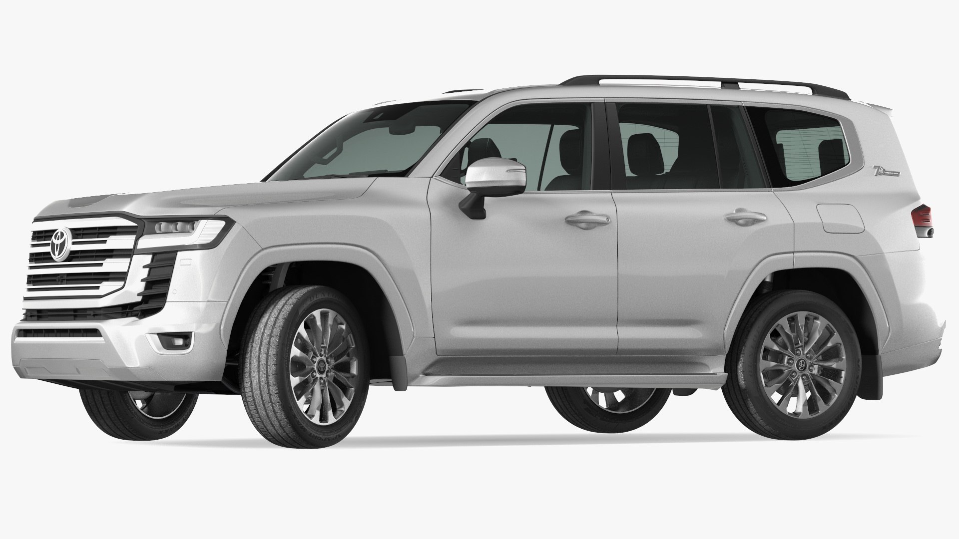 Toyota Land Cruiser Silver Light Off Rigged 3D model preview