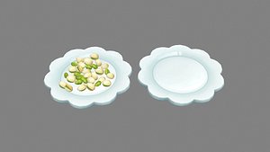3D model Cartoon snacks - A plate of nuts - pistachios