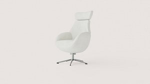 Modern Upholstered High-Back Swivel Armchair with Headrest
