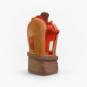 Low Poly Market Stall Kiosk hot Dog