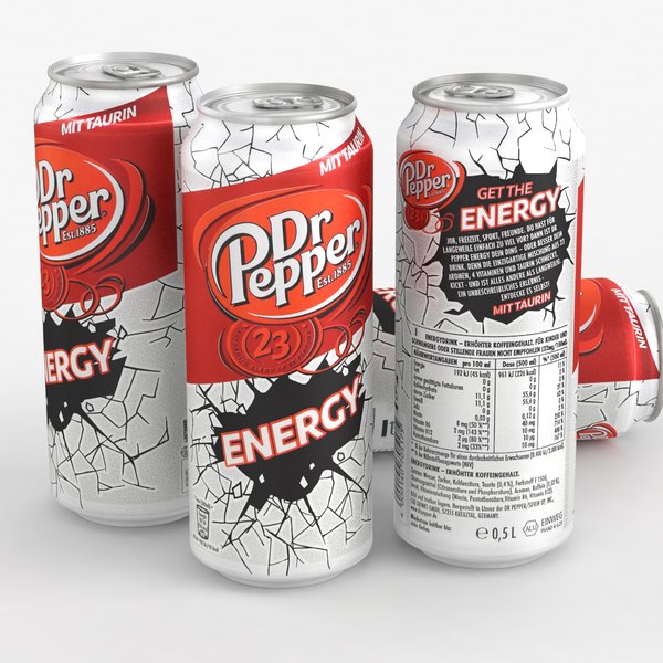 Modello 3D Lattina per bevande Dr Pepper Energy 500ml 2022