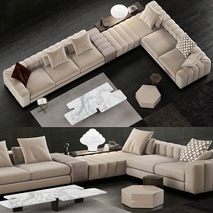 minotti freeman sofa coffee table 3D model