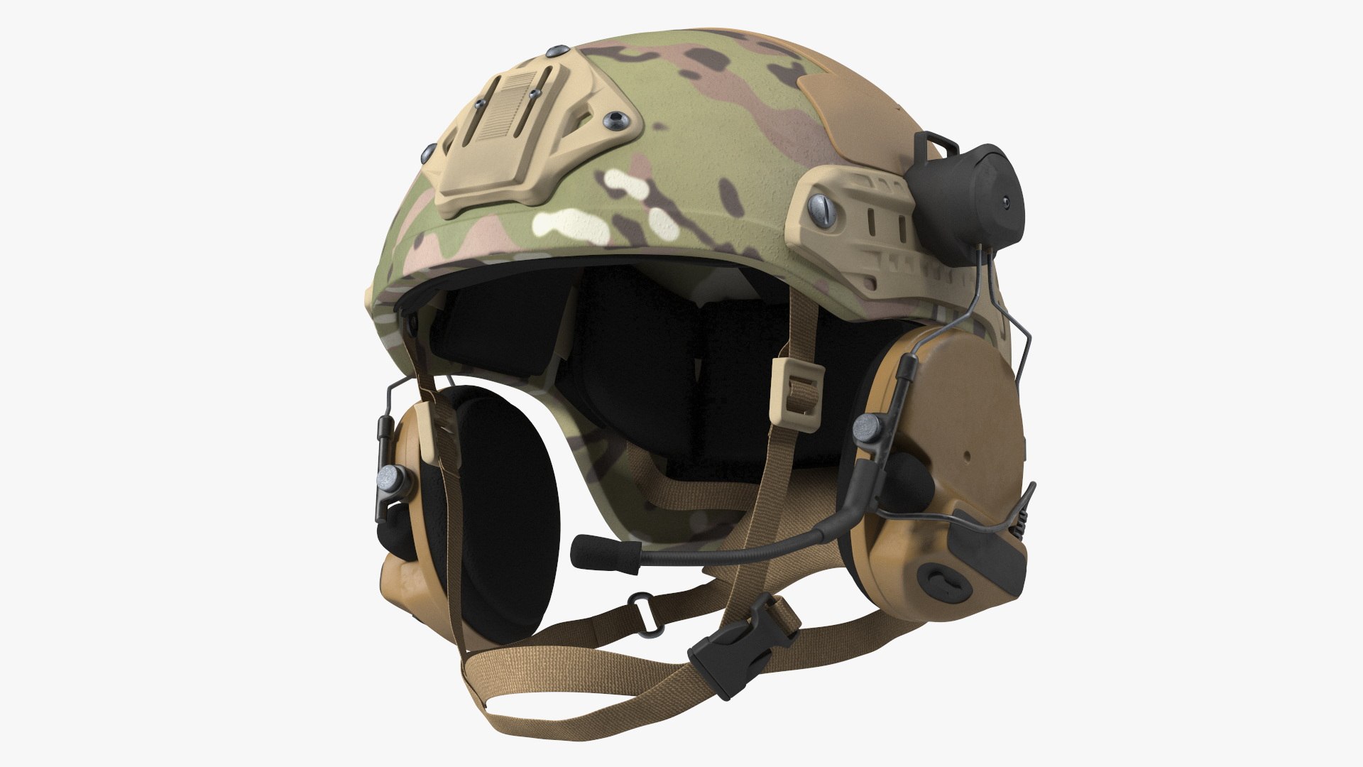 Tactical Gear Helmet Green Camo 3D model preview