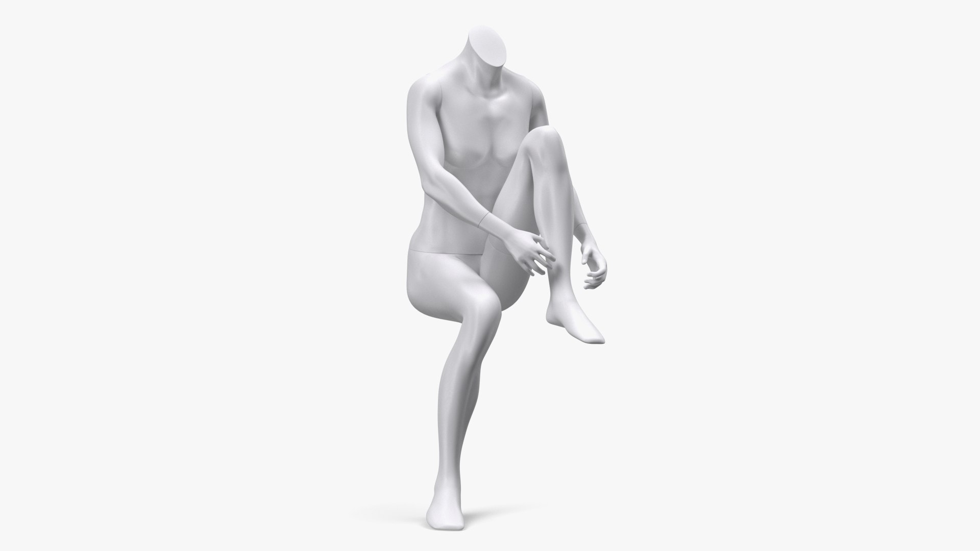 White Sports Mannequin Female Sitting 3D model preview