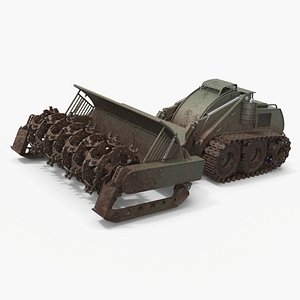 Remote-Controlled Flail Demining Unit in Used Condition Military Green