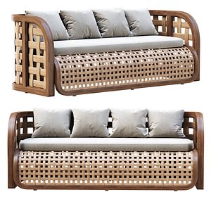 Sofia Rattan Garden Bench