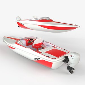 White Red Speedboat Luxury 3D Model 3D model