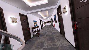 hotel room corridor 3D model