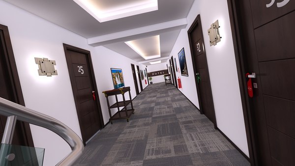 hotel room corridor 3D model