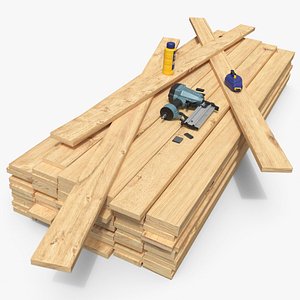 Pinewood Planks with Air Nail Gun and Chalk Reel
