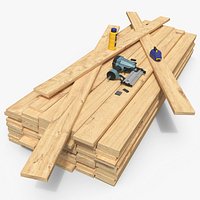 Pinewood Planks with Air Nail Gun and Chalk Reel