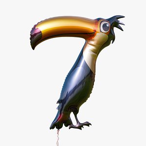 3D Number 7 - Toucan shaped foil helium balloon