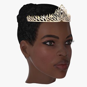 Afro American Woman Head with Diadem 3D model
