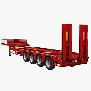 3D Lowbed Trailer Red