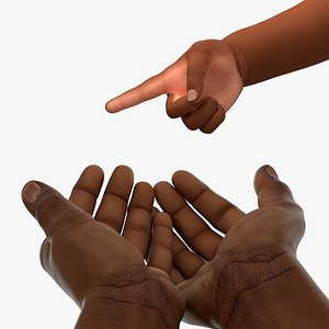 3D Afro American Man and Baby Hands Collection