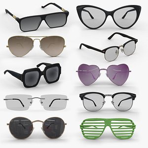 10 Glasses Low Poly PBR Realistic Collection