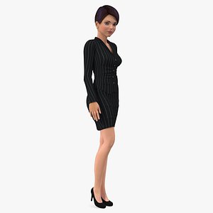 3D cartoon young girl office