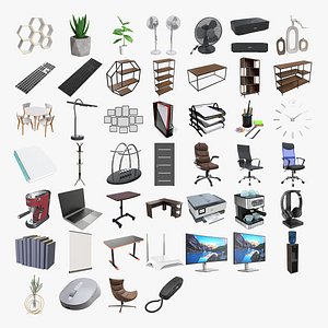 Office equipment furniture accessories 3D